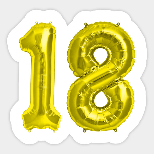 Yellow Gold 18th Birthday Metallic Helium Balloons Numbers - 18th